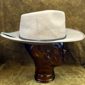 Scala Beige Fedora with Black Braided Band